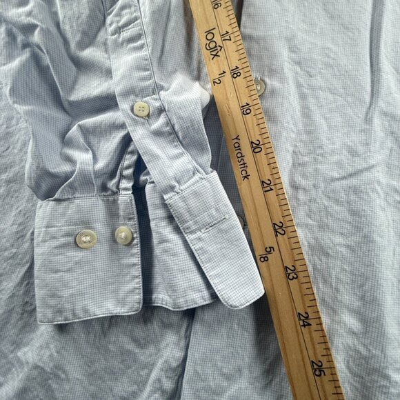 Faconnable 17 Check Blue Button Up Men Shirt French Long Sleeve Spread Adult - Picture 8 of 14